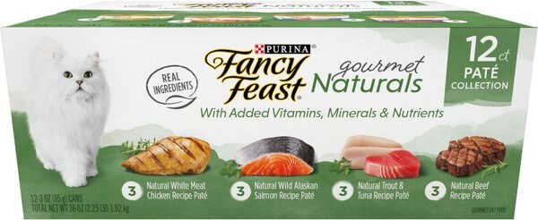 Fancy Feast Gourmet Naturals Pate Variety Pack Canned Cat Food, 3-oz, case of 12 slide 1 of 11