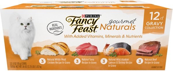 Fancy Feast Gourmet Naturals in Gravy Variety Pack Canned Cat Food, 3-oz, case of 12 slide 1 of 10