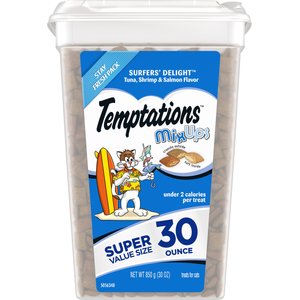 Temptations MixUps Surfers' Delight Flavor Soft & Crunchy Cat Treats, 30-oz tub