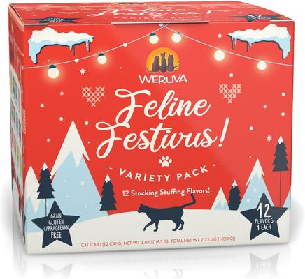 Show full view: Weruva Feline Festivus Variety Pack Canned Cat Food, 3-oz can, case of 12 slide 3 of 8