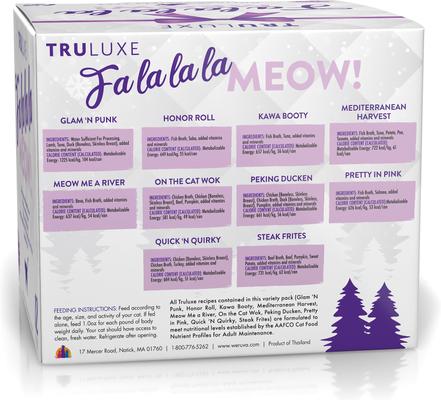 Show full view: Weruva TruLuxe Fa La La La Meow Variety Pack Canned Cat Food, 3-oz can, case of 12 slide 5 of 6