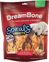 DreamBone Spirals Variety Pack Chews Dog Treats, 32 count