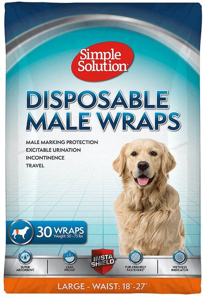 Simple Solution Disposable Male Dog Wrap, Large: 18 to 27-in waist, 30 count slide 1 of 8