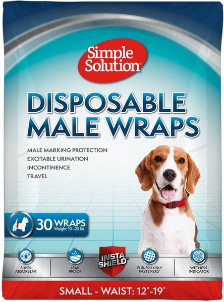 Simple Solution Disposable Male Dog Wrap, Small: 12 to 19-in waist, 30 count slide 1 of 8