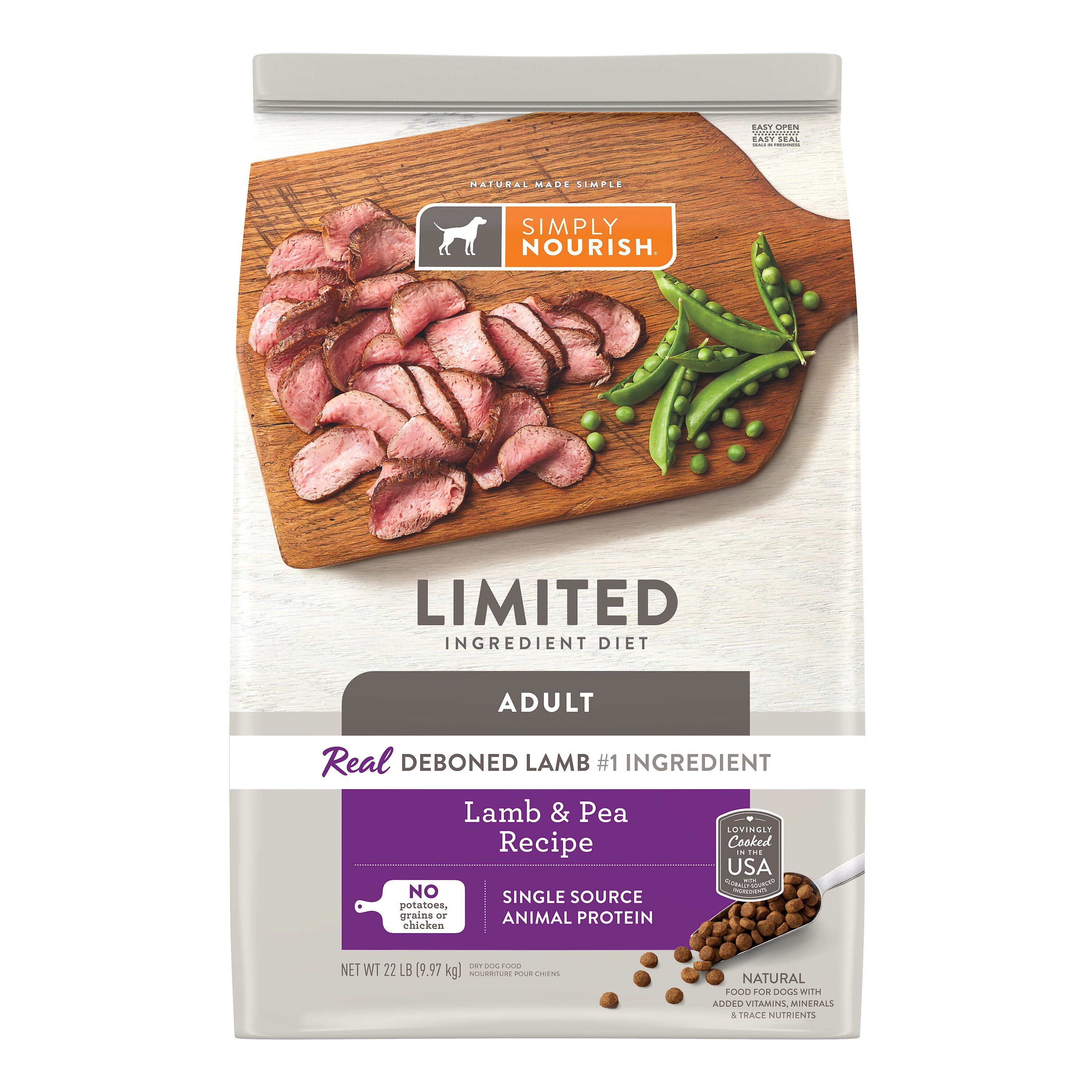 SIMPLY NOURISH Limited Ingredient Diet Lamb Pea Recipe Dry Dog