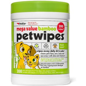 Petkin Bamboo Petwipes Dog & Cat Wipes, 200 count