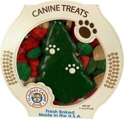 Claudia's Canine Bakery Christmas Tree Dog Treats, 11-oz tub
