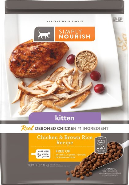 SIMPLY NOURISH Chicken Rice Recipe Kitten Dry Cat Food 7 lb bag