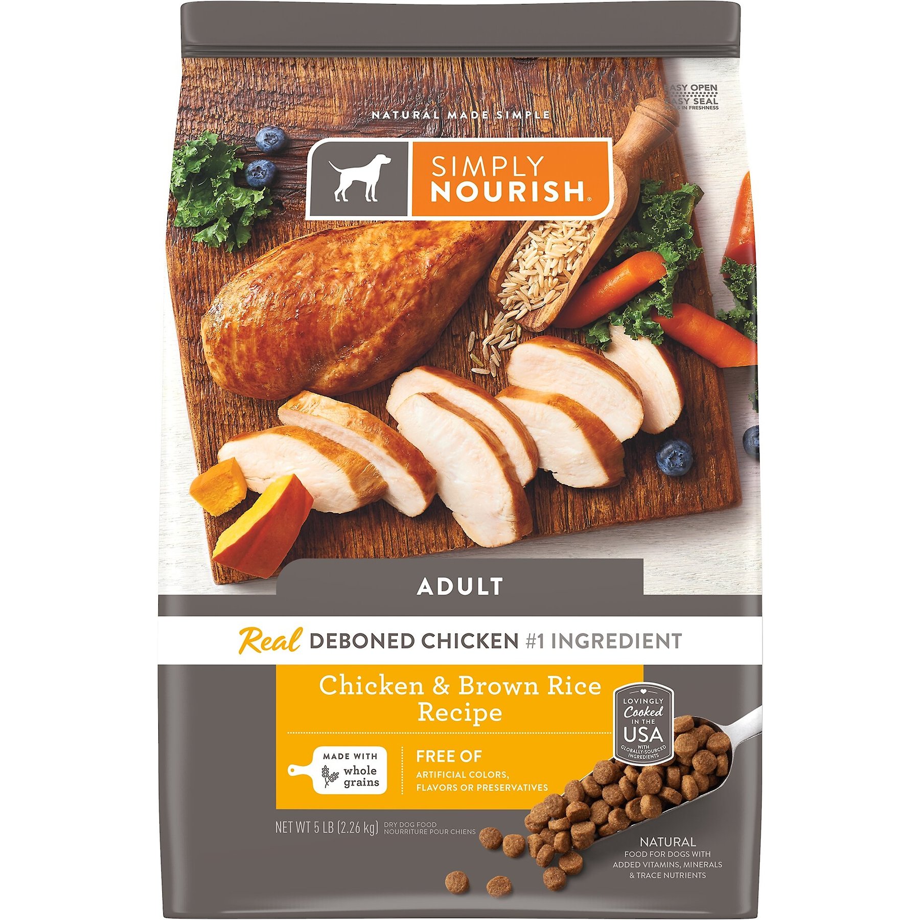 SIMPLY NOURISH Chicken Brown Rice Recipe Adult Dry Dog Food 5