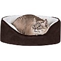 FurHaven Faux Sheepskin & Suede Orthopedic Bolster Dog Bed with Removable Cover, Espresso, Small