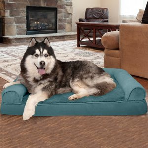 FurHaven Plush & Suede Memory Top Bolster Dog Bed with Removable Cover, Deep Pool, Jumbo