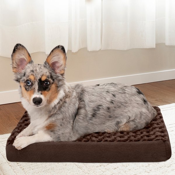 FurHaven Ultra Plush Deluxe Cooling Gel Pillow Dog Bed w/Removable Cover, Chocolate, Small slide 1 of 9