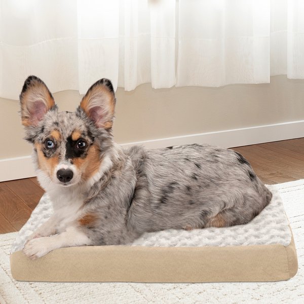 FurHaven Ultra Plush Deluxe Cooling Gel Pillow Dog Bed w/Removable Cover, Cream, Small slide 1 of 9