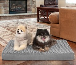 FurHaven Ultra Plush Deluxe Cooling Gel Pillow Dog Bed with Removable Cover, Gray, Medium