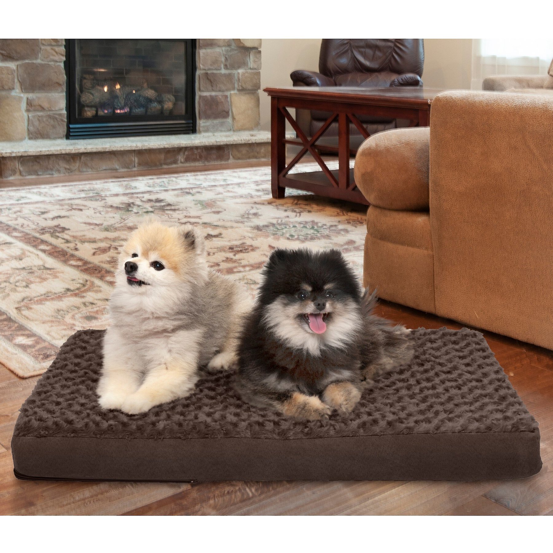 FurHaven Ultra Plush Deluxe Cooling Gel Pillow Dog Bed with Removable Cover, Chocolate, Medium