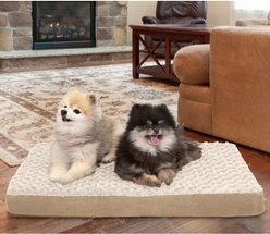 FurHaven Ultra Plush Deluxe Cooling Gel Pillow Dog Bed with Removable Cover, Cream, Medium