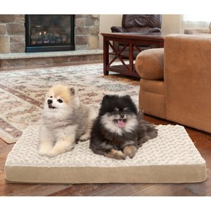 FurHaven Ultra Plush Deluxe Cooling Gel Pillow Dog Bed w/Removable Cover, Cream, Medium