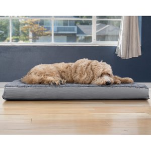 FurHaven Ultra Plush Deluxe Cooling Gel Pillow Dog Bed with Removable Cover, Gray, Large