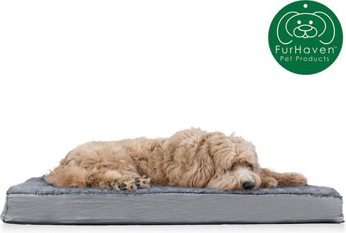 Show full view: FurHaven Ultra Plush Deluxe Cooling Gel Pillow Dog Bed with Removable Cover, Gray, Large slide 4 of 10