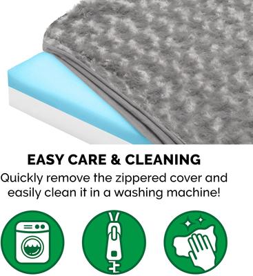 Show full view: FurHaven Ultra Plush Deluxe Cooling Gel Pillow Dog Bed with Removable Cover, Gray, Large slide 8 of 10