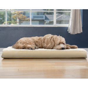 FurHaven Ultra Plush Deluxe Cooling Gel Pillow Dog Bed with Removable Cover, Cream, Large