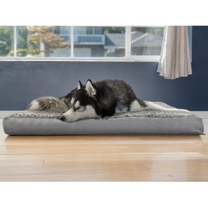 FurHaven Ultra Plush Deluxe Cooling Gel Pillow Dog Bed w/Removable Cover, Gray, Jumbo