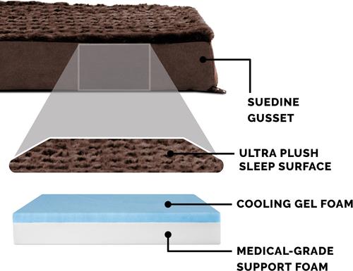 Show full view: FurHaven Ultra Plush Deluxe Cooling Gel Pillow Dog Bed with Removable Cover, Chocolate, Jumbo slide 7 of 11