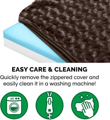 Show full view: FurHaven Ultra Plush Deluxe Cooling Gel Pillow Dog Bed with Removable Cover, Chocolate, Jumbo slide 9 of 11