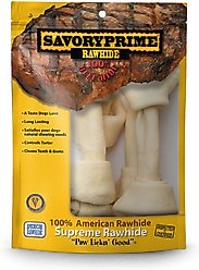 Savory Prime Rawhide Large Bone 8-9" Dog Chew, 4 count