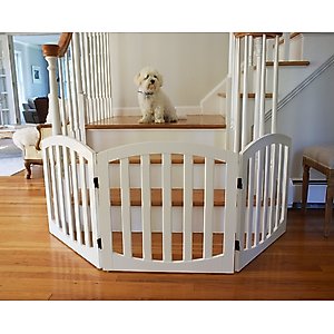 Arf Pets Free-Standing Wood Dog & Cat Gate, White