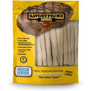 Savory Prime White Rawhide Twists Dog Treats, 5-in, 30 count