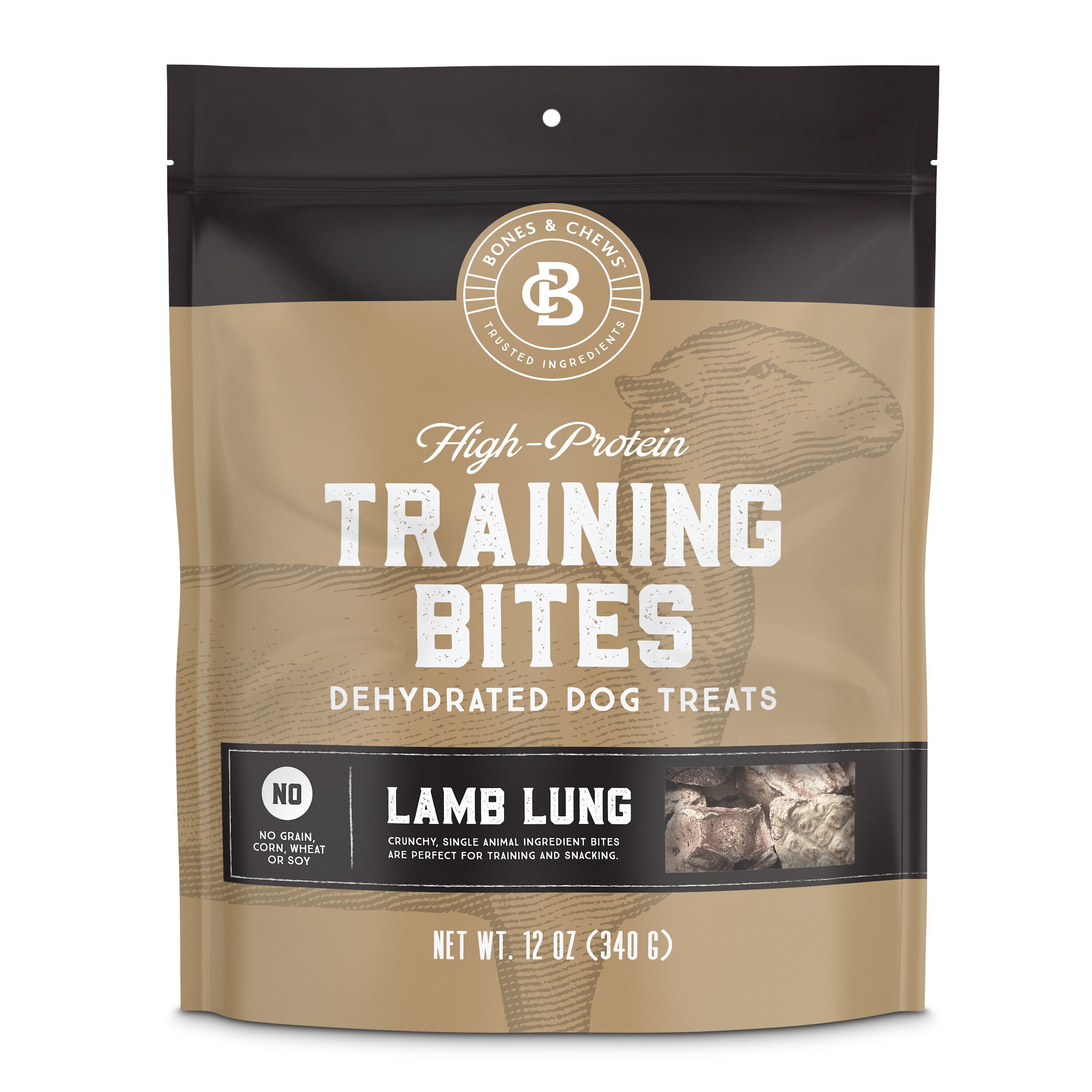 BONES & CHEWS AllNatural Lamb Lung Dehydrated Dog Treats, 12oz bag