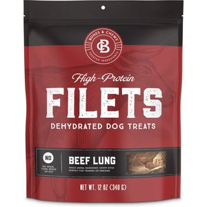 Bones & Chews All-Natural Beef Lung Filets Dehydrated Dog Treats, 12-oz bag