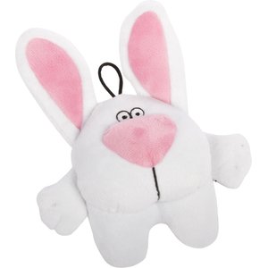 GoDog Big Nose Bunny Chew Guard Squeaky Plush Dog Toy, Large