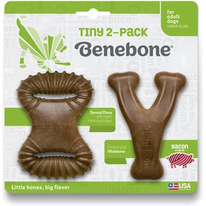Benebone Bacon Flavor Tough Dog Chew Toy, Tiny, 2 count