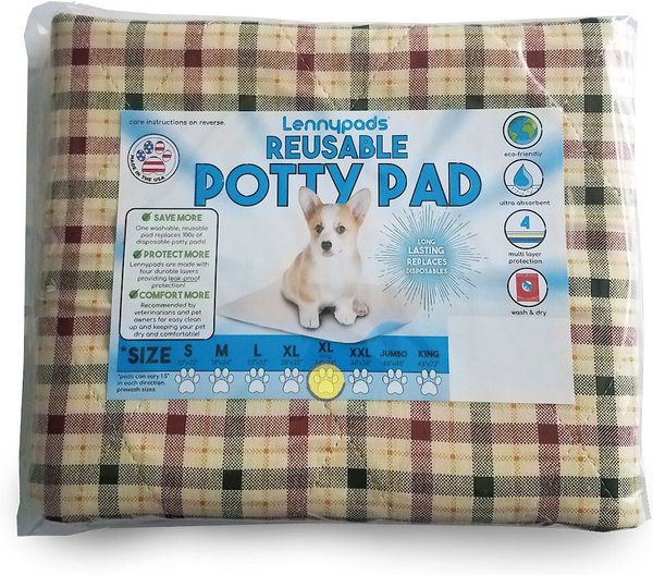 Lennypads Ultra Absorbent Washable Dog Pee Pads, Tan Plaid, X-Large Long: 24 x 36-in, Unscented slide 1 of 7