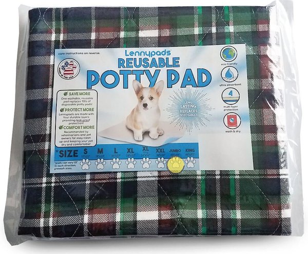 Lennypads Ultra Absorbent Washable Dog Pee Pads, Green Plaid, Jumbo 48 x 48-in, Unscented slide 1 of 8