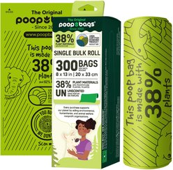 The Original Poop Bags USDA Biobased Bulk Roll, Green, Large, 300 count