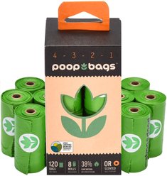 The Original Poop Bags Countdown USDA Certified Biobased Rolls, Green, Large, 120 count