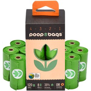 The Original Poop Bags Orange Scented USDA Biobased Rolls, Green, Large, 120 count