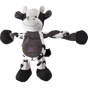 Charming Pet Pulleez Cow Squeaky Plush Dog Toy