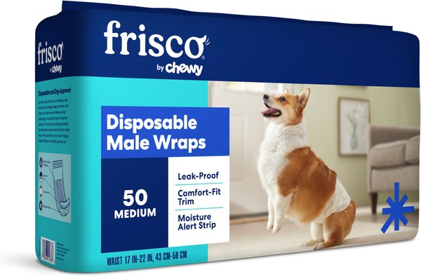 Frisco Disposable Male Dog Wraps, Medium, 50 count slide 1 of 8