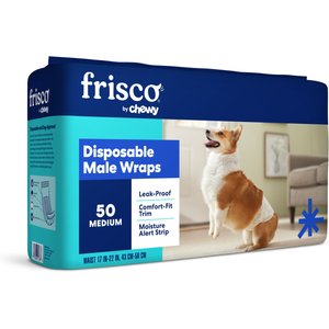 Frisco Disposable Male Dog Wraps, Medium, 50 count