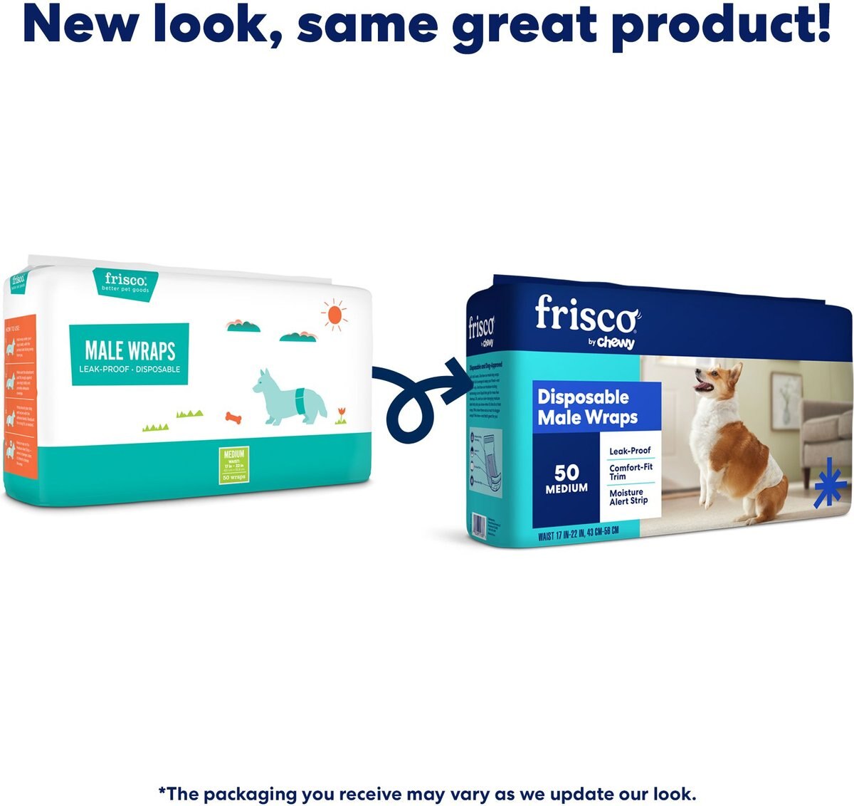 FRISCO Male Dog Wraps, Medium 17 to 22in waist, 50 count