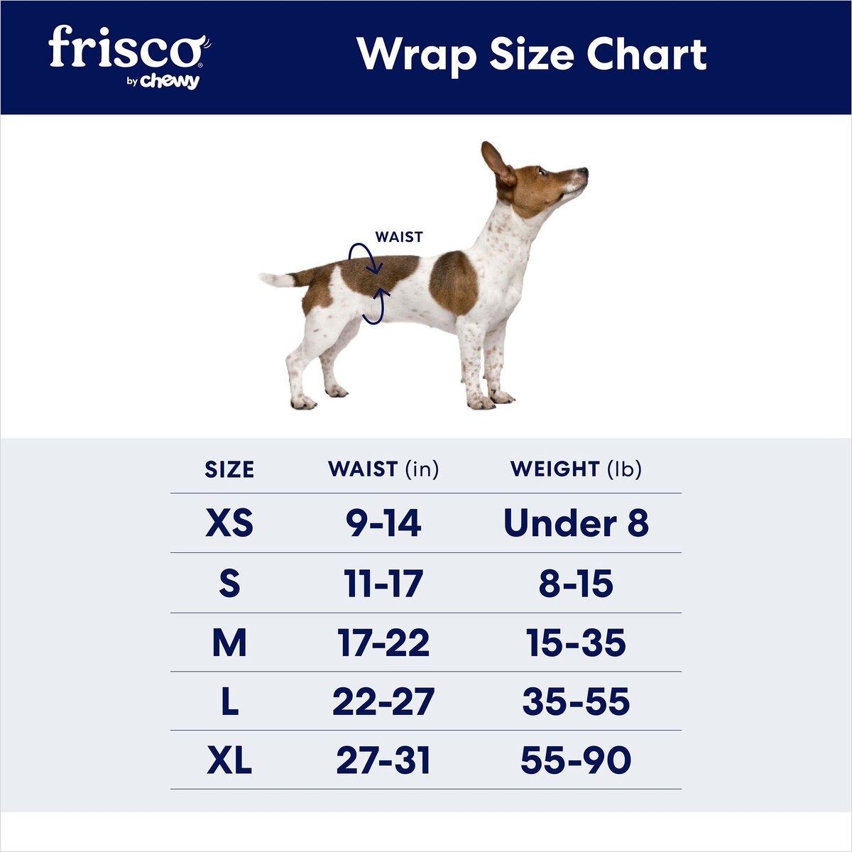 FRISCO Male Dog Wraps, Medium 17 to 22in waist, 50 count