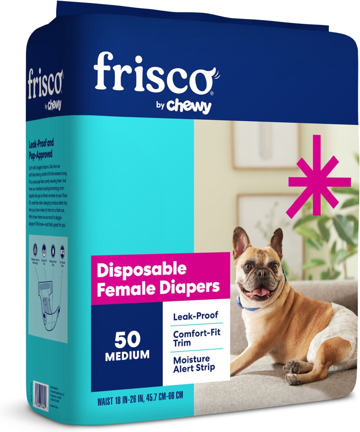 FRISCO Disposable Female Diapers, Medium, 50 count