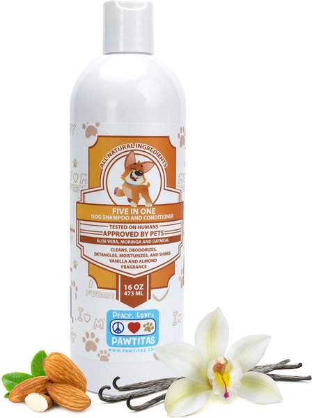 Pawtitas Organic Vanilla & Almond Oatmeal Dog Shampoo & Conditioner, 16-oz bottle slide 1 of 4