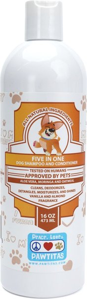 Pawtitas Organic Vanilla & Almond Oatmeal Dog Shampoo & Conditioner, 16-oz bottle slide 1 of 9