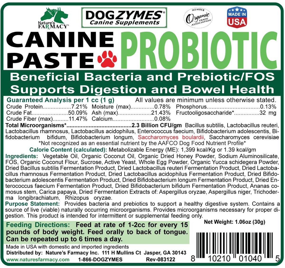 Dogzymes probiotic canine sales paste