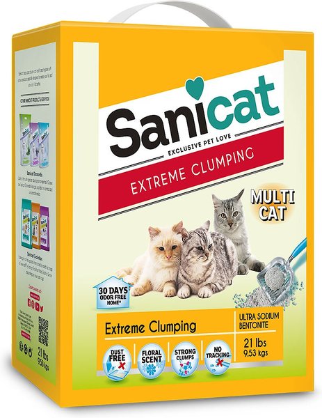 Sanicat Extreme Multi-Cat Floral Scent Clumping Clay Cat Litter, 21-lb box slide 1 of 9